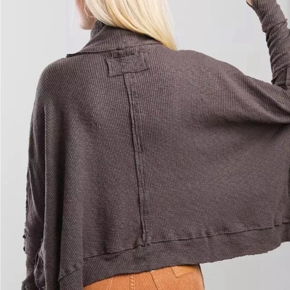 Free People Moon Daisy Thermal Pullover Brown S - Picture 2 of 10